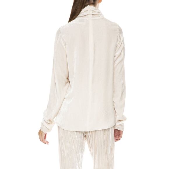 Forte Forte Turtleneck Cream Italian Velvet Silk Blend Long Sleeve Top Size 1 - Picture 9 of 10